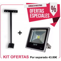 Kit Foco Exterior 30W + Soporte 500 mm 